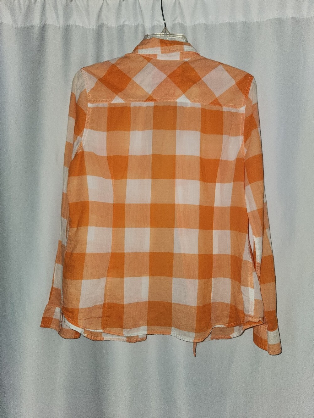Junior’s Orange Ginghham Long Sleeve Button Shirt #school appropriate #everyday